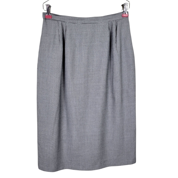 Kasper ASL Midi Skirt Suit 10 Black White Houndstooth Double Breasted Jabot - Picture 5 of 10